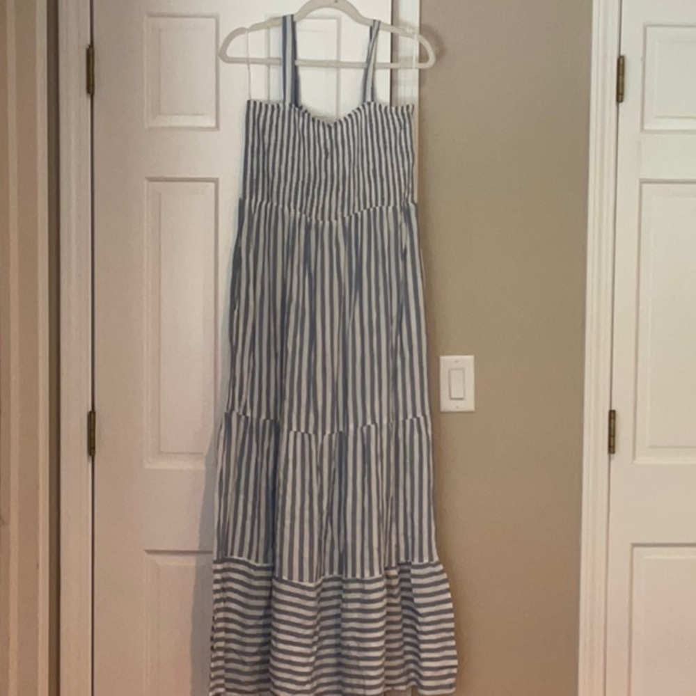 Raviya Blue and White Striped Maxi Dress